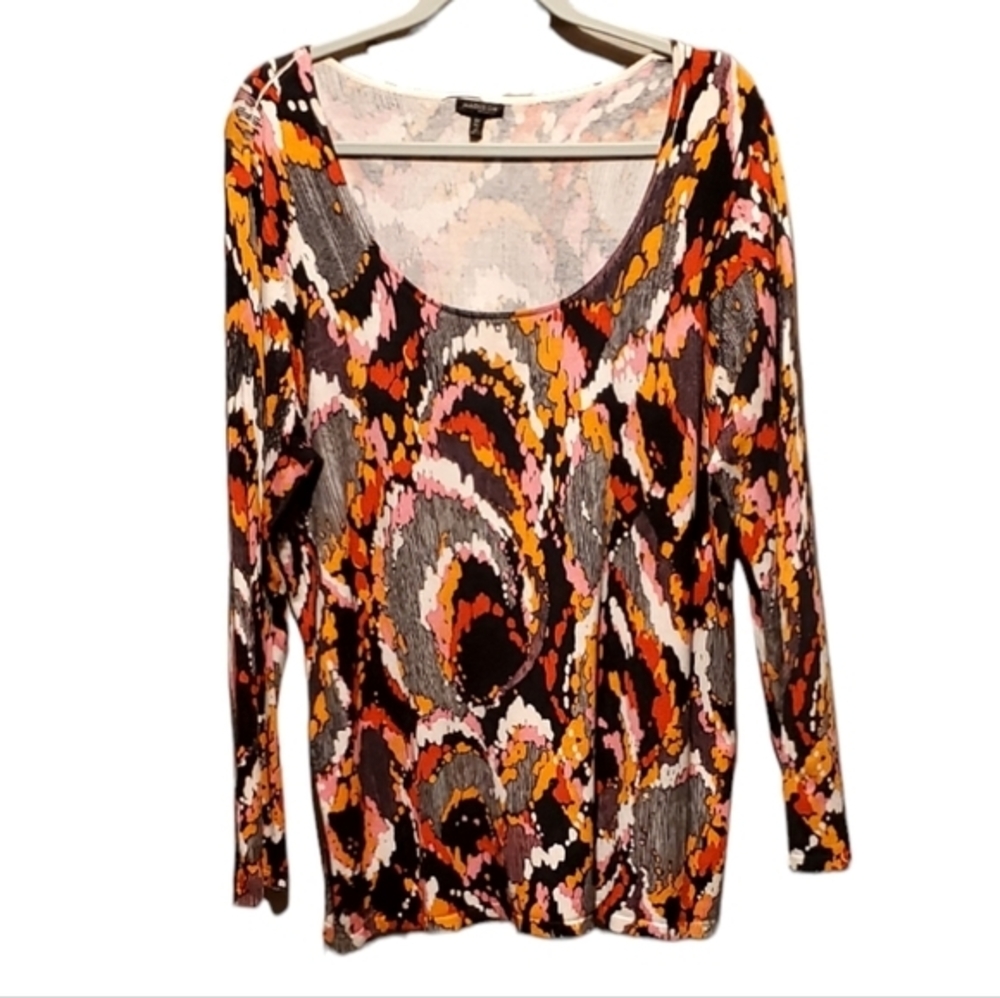 Madison Woman Floral Stretchy Blouse Round Neck Top Plus Size 1X Women Pre-owned